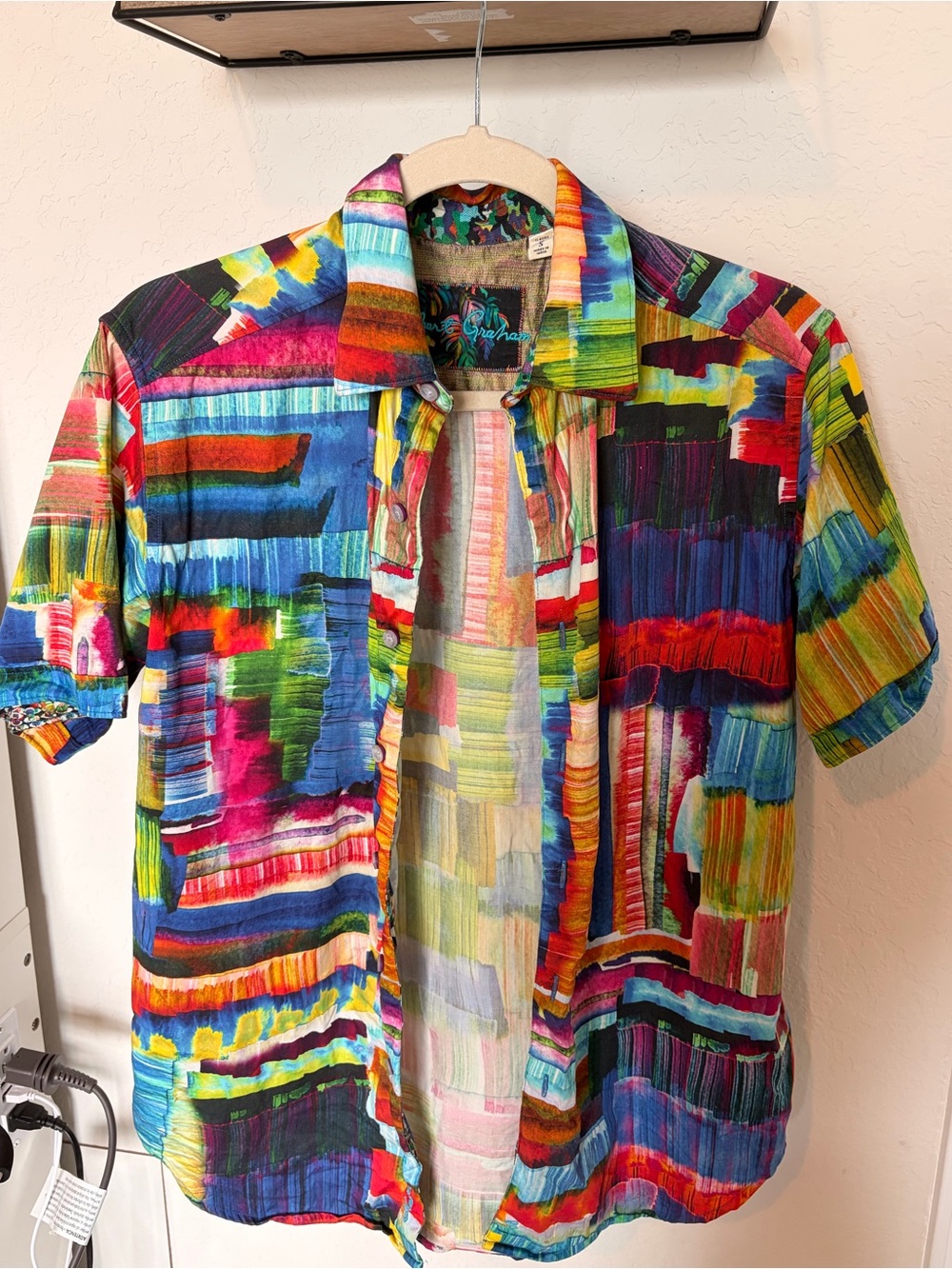 Robert Graham Multicolor Abstract Brushstroke Short-Sleeve Shirt
